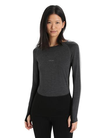 Jet Heather / Black Women's Icebreaker 200 ZoneKnit™ Merino Long Sleeve Crewe One Piece & Sets | USA 1806OKIR